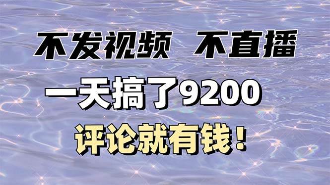 （14018期）不发作品不直播，评论就有钱，一条最高10块，一天搞了9200-百盟网