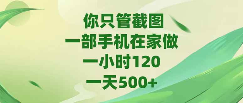 （15039期）你只管截图，一部手机在家做，一小时120，-天500+-百盟网