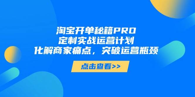 （14642期）淘宝开单秘籍PRO，定制实战运营计划，化解商家痛点，突破运营瓶颈-百盟网