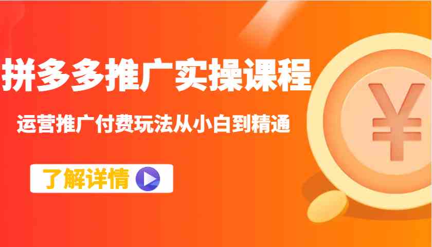 拼多多推广实操课程：运营推广付费玩法从小白到精通-百盟网