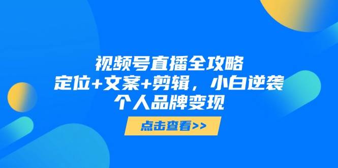 （14819期）视频号直播全攻略，定位+文案+剪辑，小白逆袭个人品牌变现-百盟网
