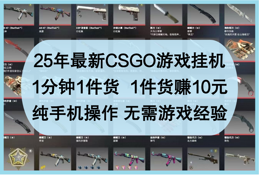 25年最新CSGO游戏挂机，1分钟1件货，1件货赚10元，纯手机操作，无需游戏经验-百盟网