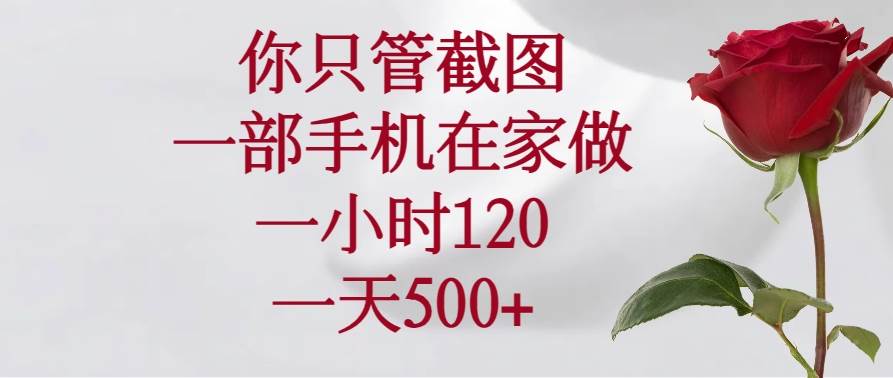 （14248期）你只管截图，一部手机在家做，一小时120，一天500+-百盟网