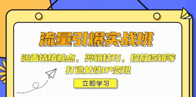 （14008期）流量引爆实战班，涵盖情绪触点，剪辑技巧，投放逻辑等，打造女性IP变现-百盟网