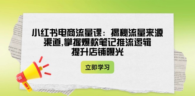 （14318期）小红书电商流量课：揭秘流量来源渠道,掌握爆款笔记推流逻辑,提升店铺曝光-百盟网