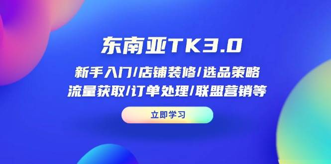 （14208期）东南亚TK3.0：新手入门/店铺装修/选品策略/流量获取/订单处理/联盟营销等-百盟网