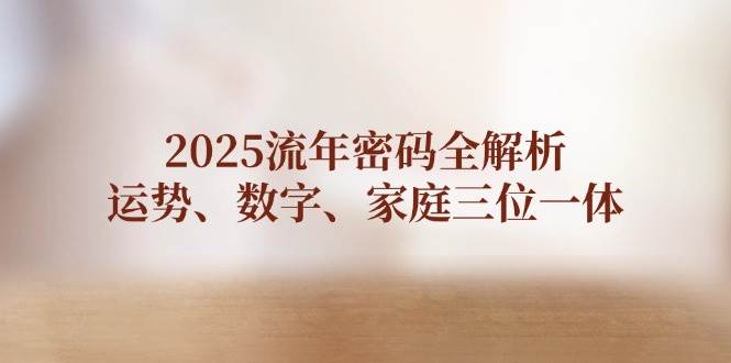 （14466期）2025流年密码全解析，运势、数字、家庭三位一体-百盟网