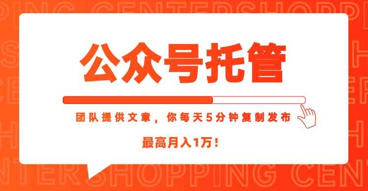 （15109期）【公众号托管 】我提供文章，你每天５分钟复制发布，最高月入1W-百盟网