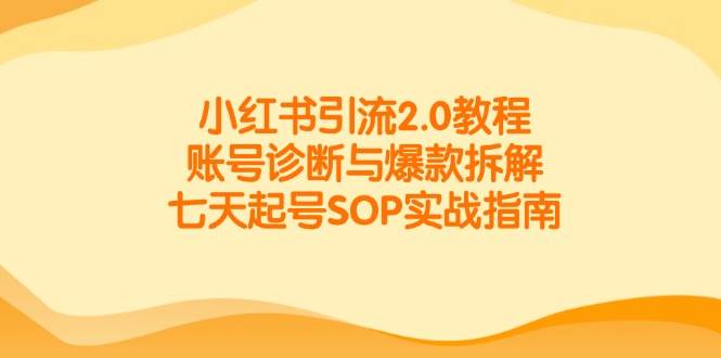 （14981期）小红书引流2.0教程，账号诊断与爆款拆解，七天起号SOP实战指南-百盟网