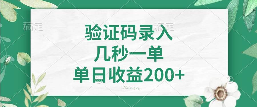 （14221期）验证码录入，几秒一单，单日收益200+-百盟网