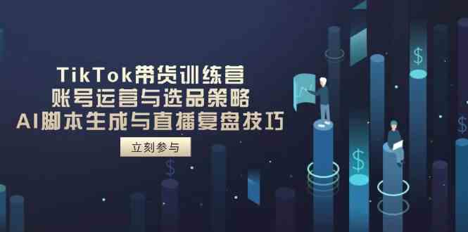 TikTok带货训练营，账号运营与选品策略，AI脚本生成与直播复盘技巧-百盟网