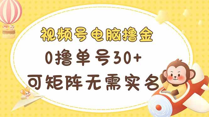 （14220期）视频号电脑撸金 0撸单号30+ 可矩阵 无需实名多号多得-百盟网