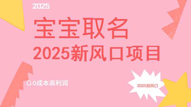 （14593期）2025新风口项目宝宝取名，0成本高利润，附保姆级教程，月入过万不是梦-百盟网