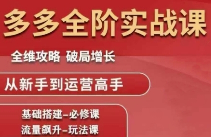 拼多多全阶实战课程，全维攻略，破局增长，从新手到运营高手-百盟网