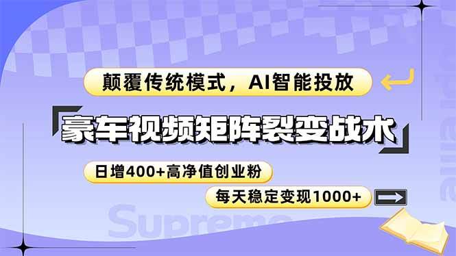 （14903期）豪车视频矩阵裂变战术，颠覆传统模式，AI智能投放，日增400+高净值创业…-百盟网