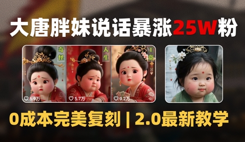 AI大唐胖贵妃说话2.0，40条视频暴涨40w粉，附独家变现攻略-百盟网