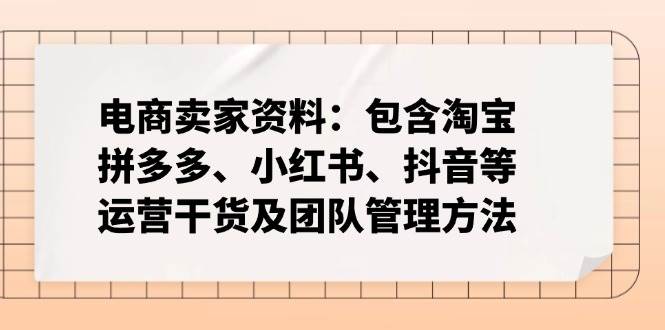 （14354期）电商卖家资料：包含淘宝、拼多多、小红书、抖音等运营干货及团队管理方法-百盟网