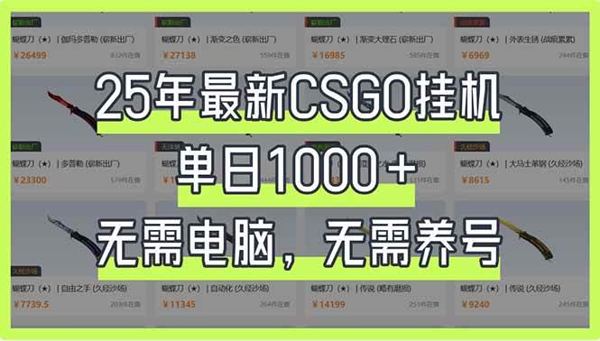 （14178期）25年最新CSGO挂机系统，单日1000+，无需电脑，无需养号，0基础可上手-百盟网