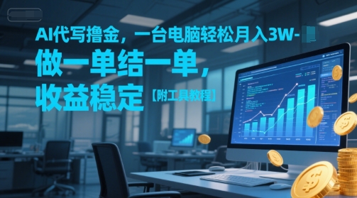 AI代写撸金，一台电脑轻松月入1-3W，做一单结一单，收益稳定【附工具教程】-百盟网