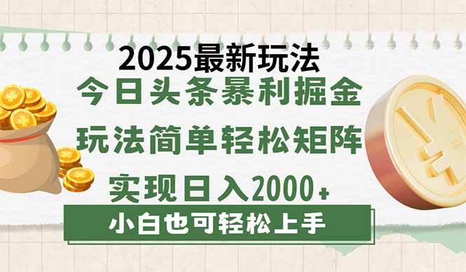 （14120期）今日头条2025最新玩法，思路简单，复制粘贴，轻松实现矩阵日入2000+-百盟网