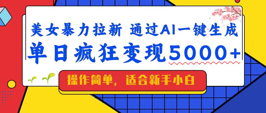 （14347期）美女暴力拉新，通过AI一键生成，单日疯狂变现5000+，纯小白一学就会！-百盟网