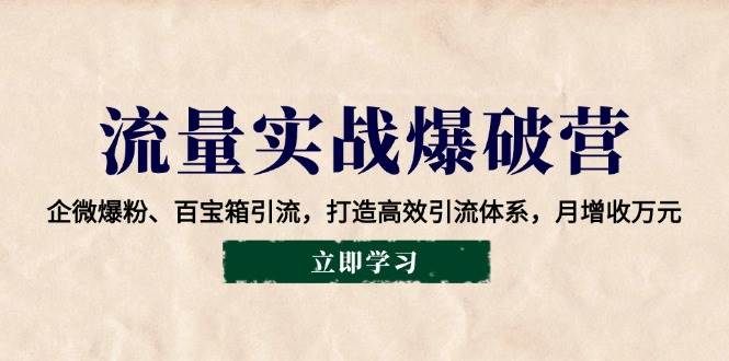 （14039期）流量实战爆破营：企微爆粉、百宝箱引流，打造高效引流体系，月增收万元-百盟网