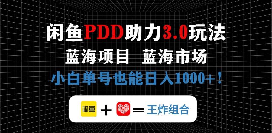 （14517期）闲鱼卖拼多多助力项目，蓝海市场新手也能单号日入1000+-百盟网