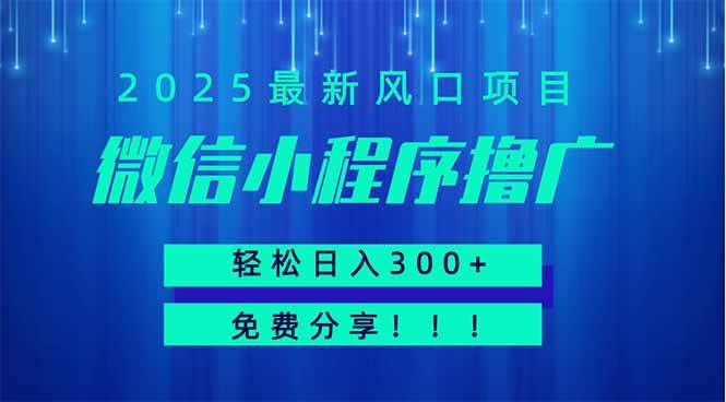 图片[1]-（14375期）微信小程序撸广，最新风口项目，日入300+ 免费分享 可批量操作 小白可…-百盟网