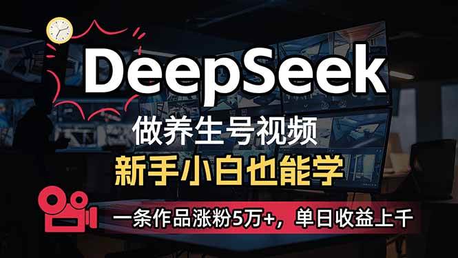 （14199期）小白用DeepSeek做养生号，一条作品涨粉5万+，单日收益上千-百盟网