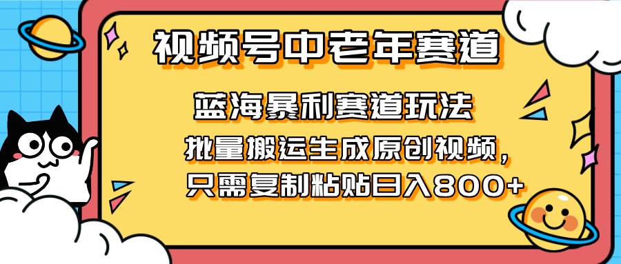 （14314期）2025视频号中老年短视频蓝海暴利风口！复制粘贴搬运视频单日赚800+，无…-百盟网