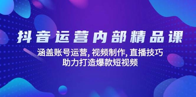 （14204期）抖音运营内部精品课：涵盖账号运营, 视频制作, 直播技巧, 助力打造爆款…-百盟网