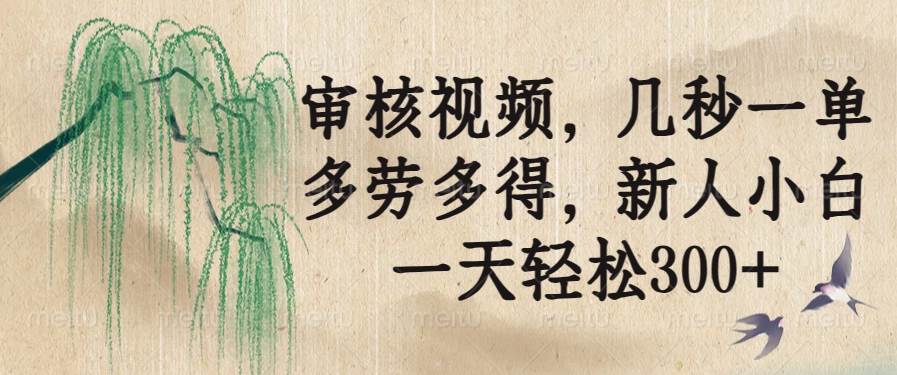 （14203期）审核视频，几秒一单，多劳多得，新人小白一天轻松300+-百盟网